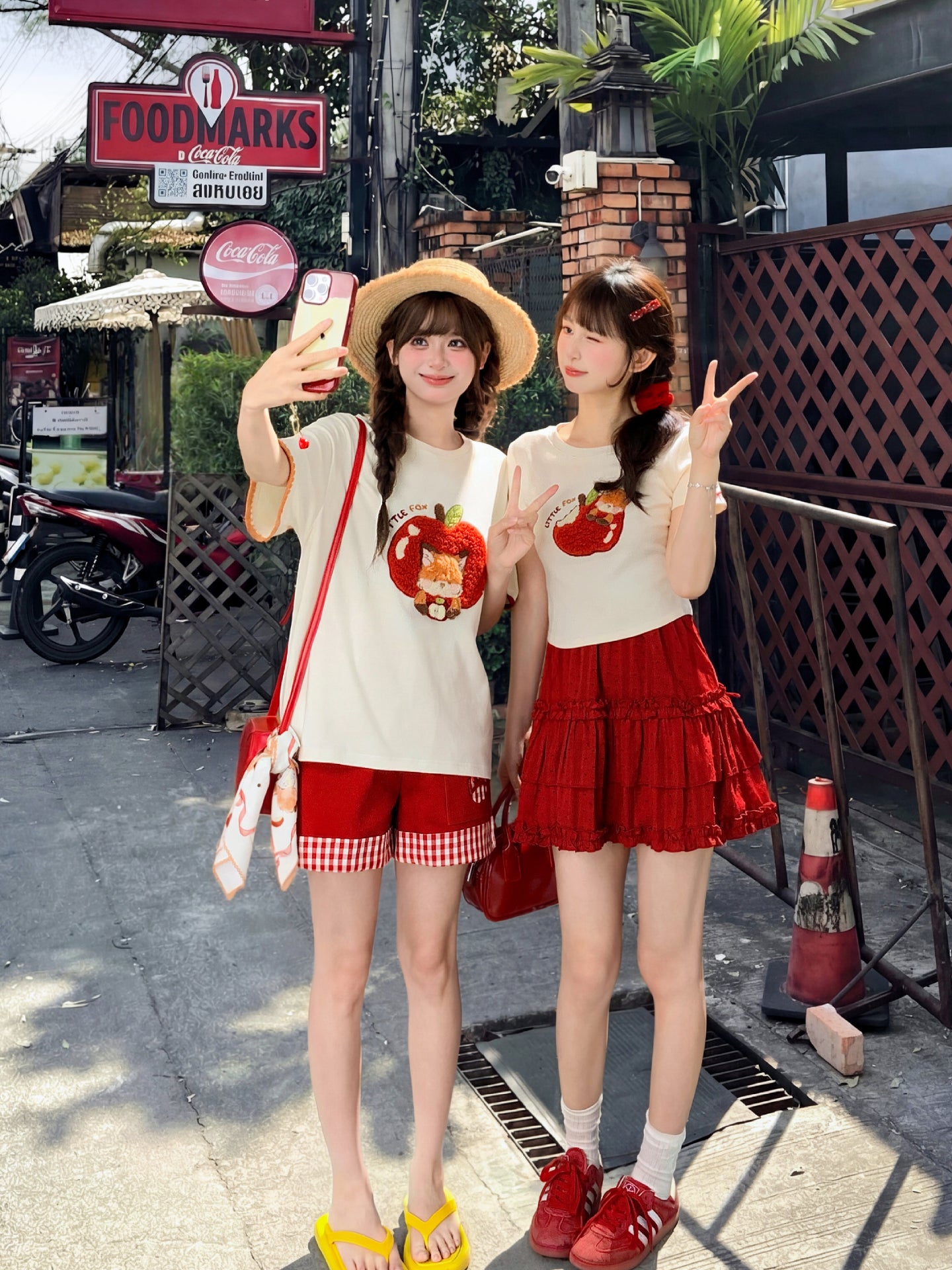 Apple Fox Crop Top & Tee-Sets-ntbhshop