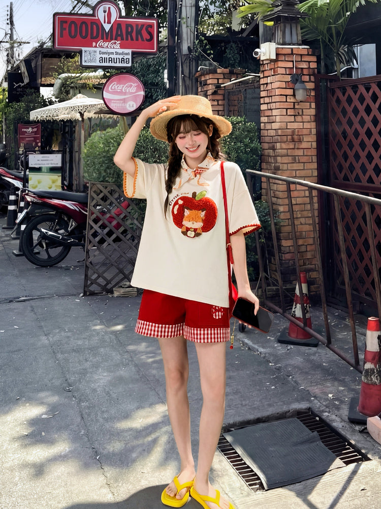 Apple Fox Crop Top & Tee-Sets-ntbhshop