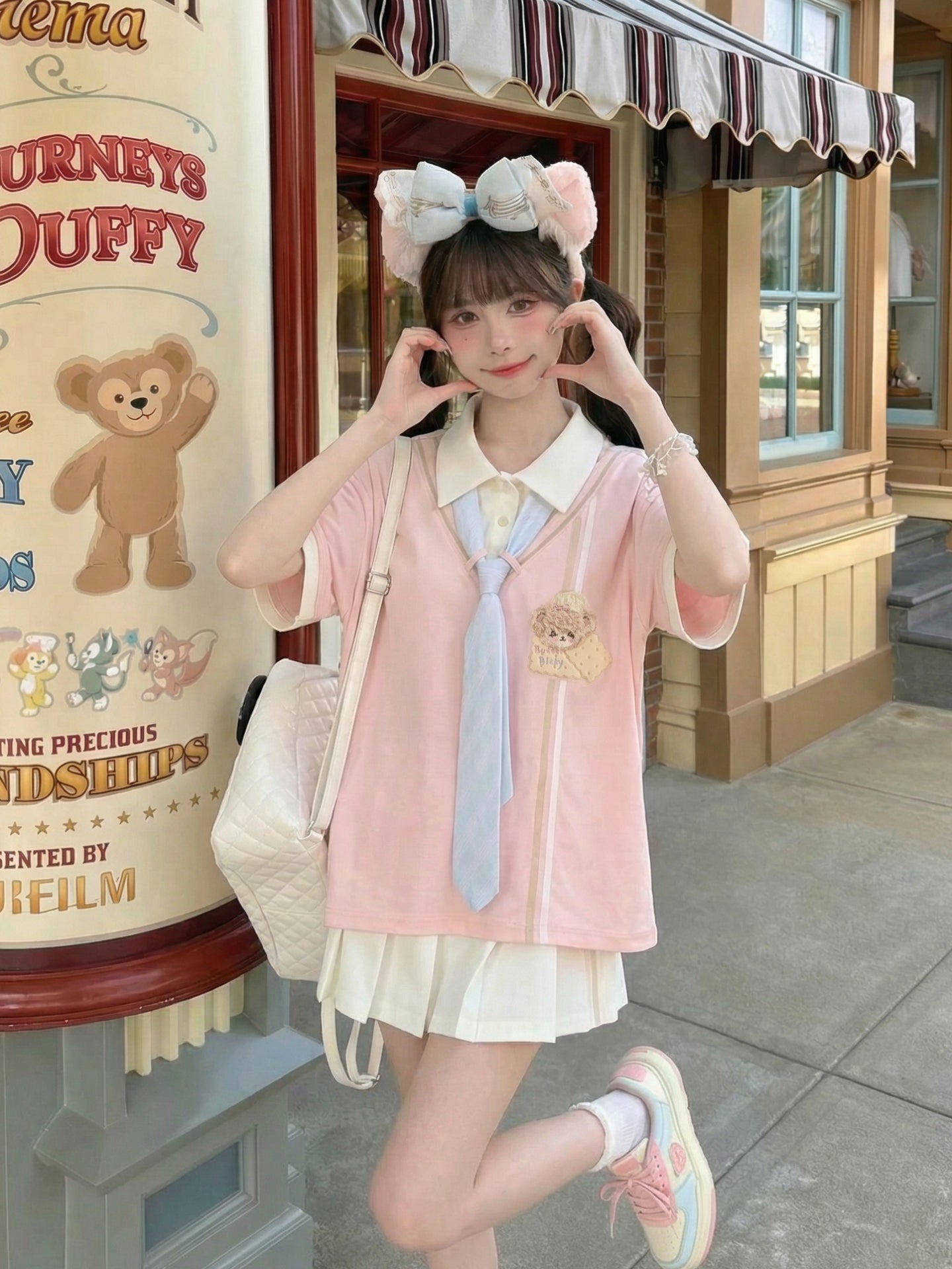 Sweet Bear Campus Tie Polo & Shorts-Sets-ntbhshop