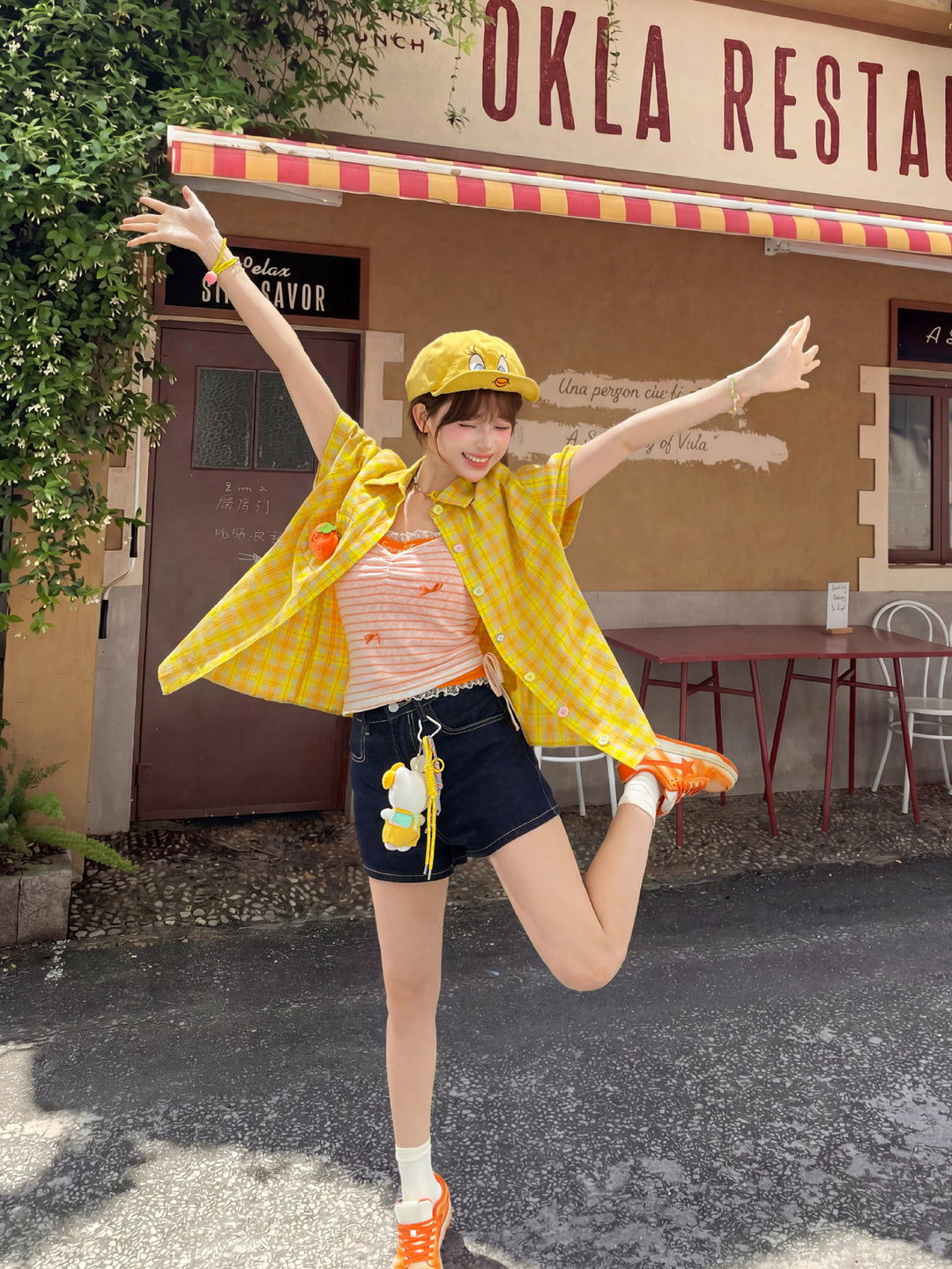 Tangerine Milk Gingham Shirt-Tops-ntbhshop