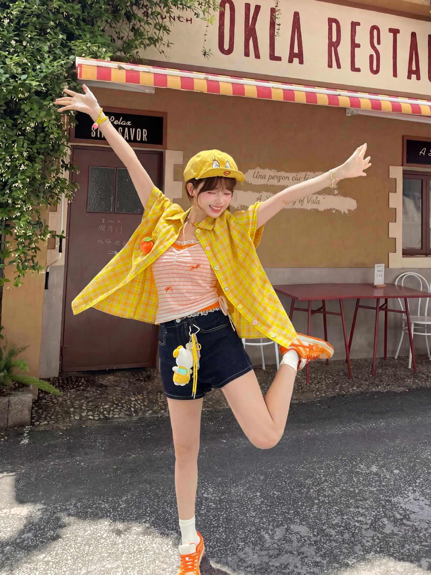 Tangerine Milk Gingham Shirt-Tops-ntbhshop