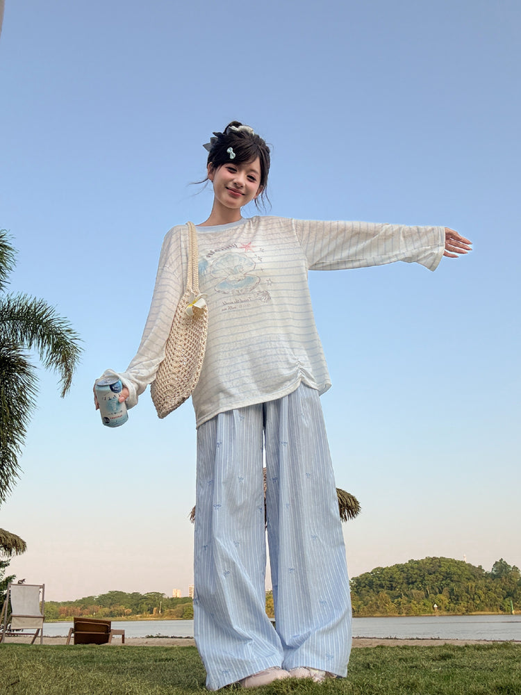 Seashell Unicorn Long Sleeve Tee-Tops-ntbhshop