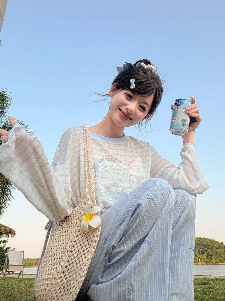 Seashell Unicorn Long Sleeve Tee-Tops-ntbhshop