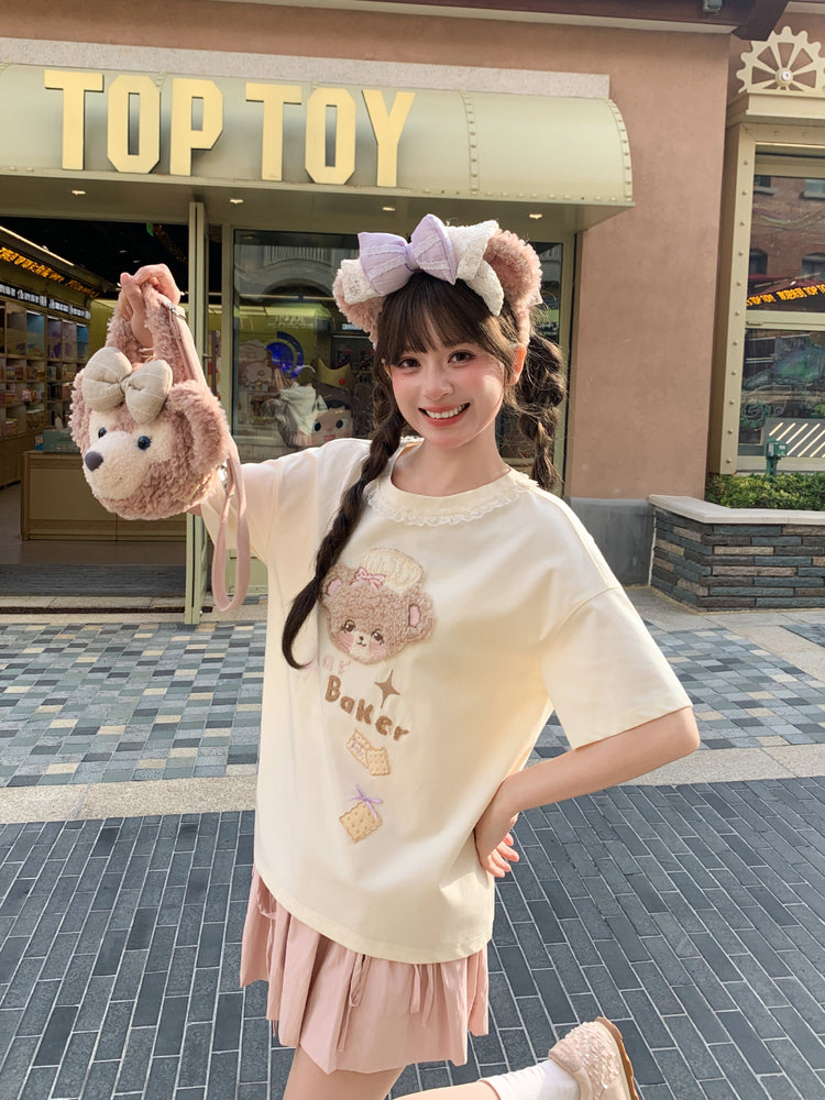 Bakery Bear Lace Tee-Tops-ntbhshop