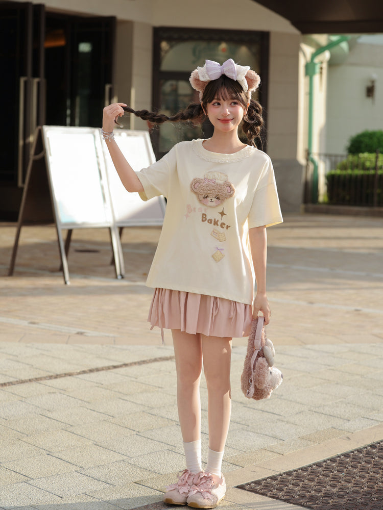 Bakery Bear Lace Tee-Tops-ntbhshop