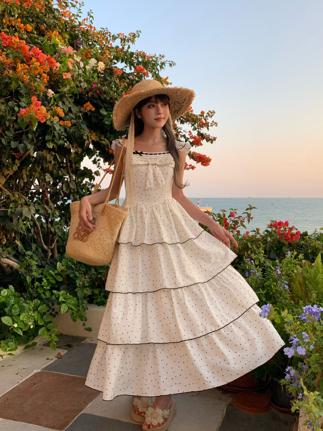 Parisian Polka Maxi Cake Dress-Dresses-ntbhshop