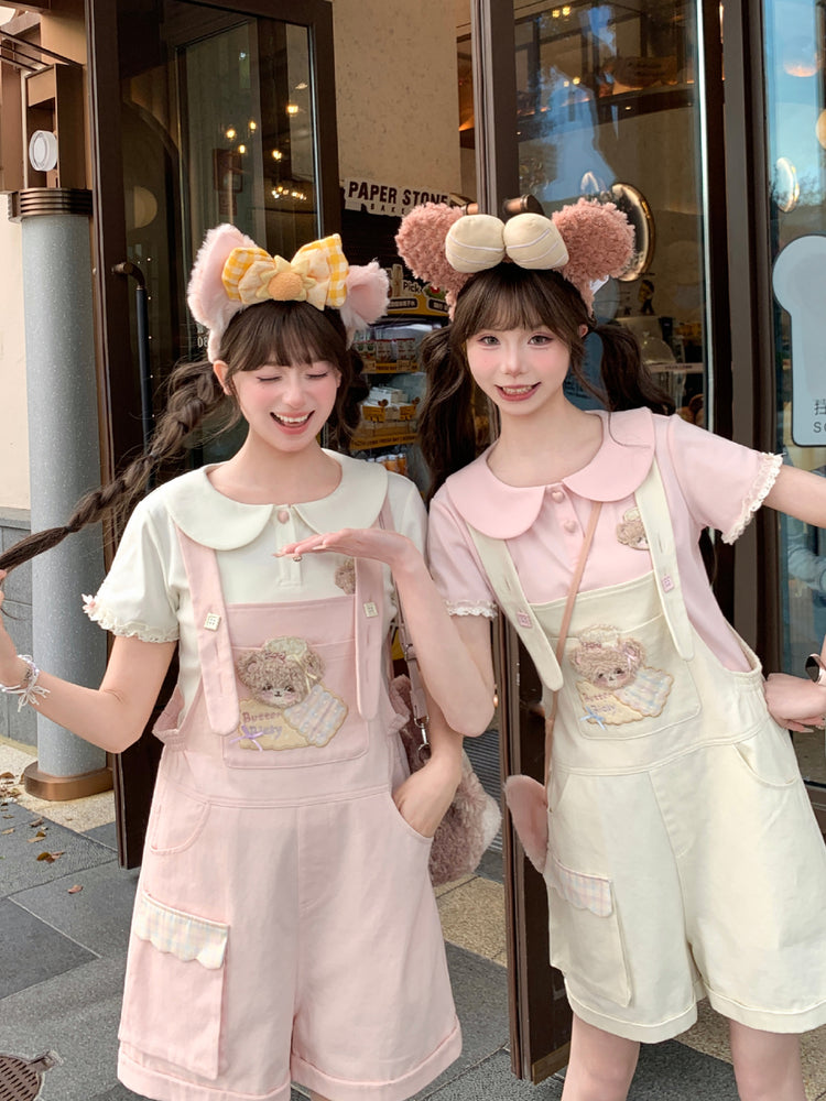 Bakery Bear Overall Shorts-Bottoms-ntbhshop