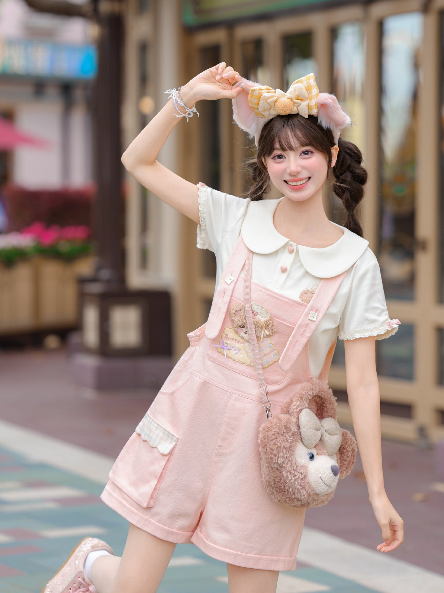 Bakery Bear Overall Shorts-Bottoms-ntbhshop