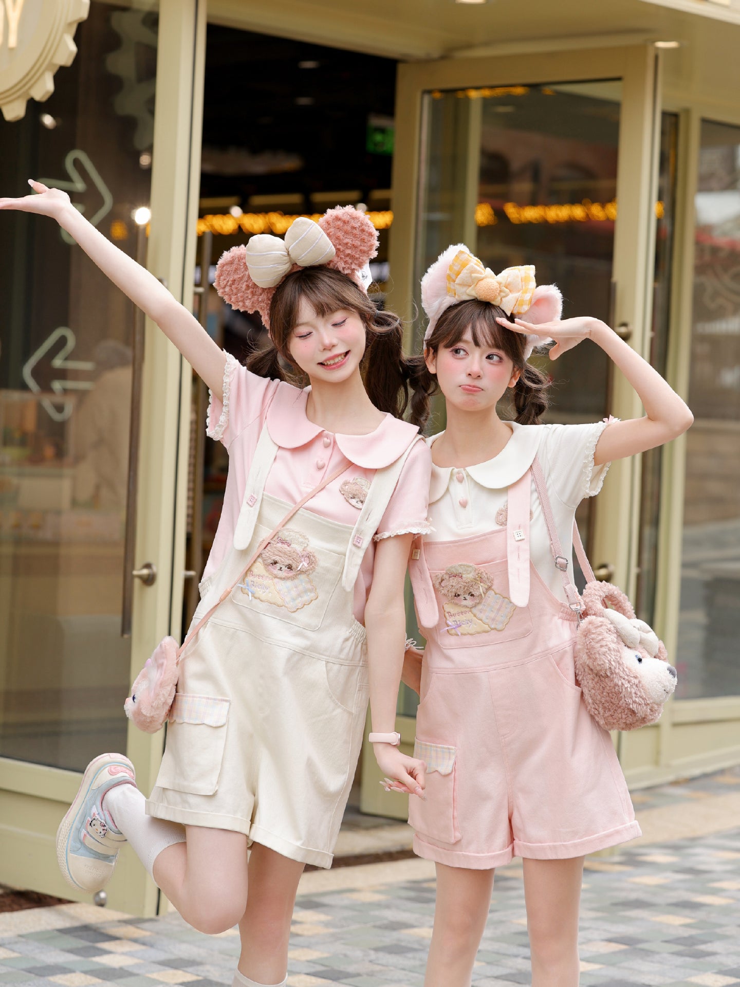 Bakery Bear Overall Shorts-Bottoms-ntbhshop