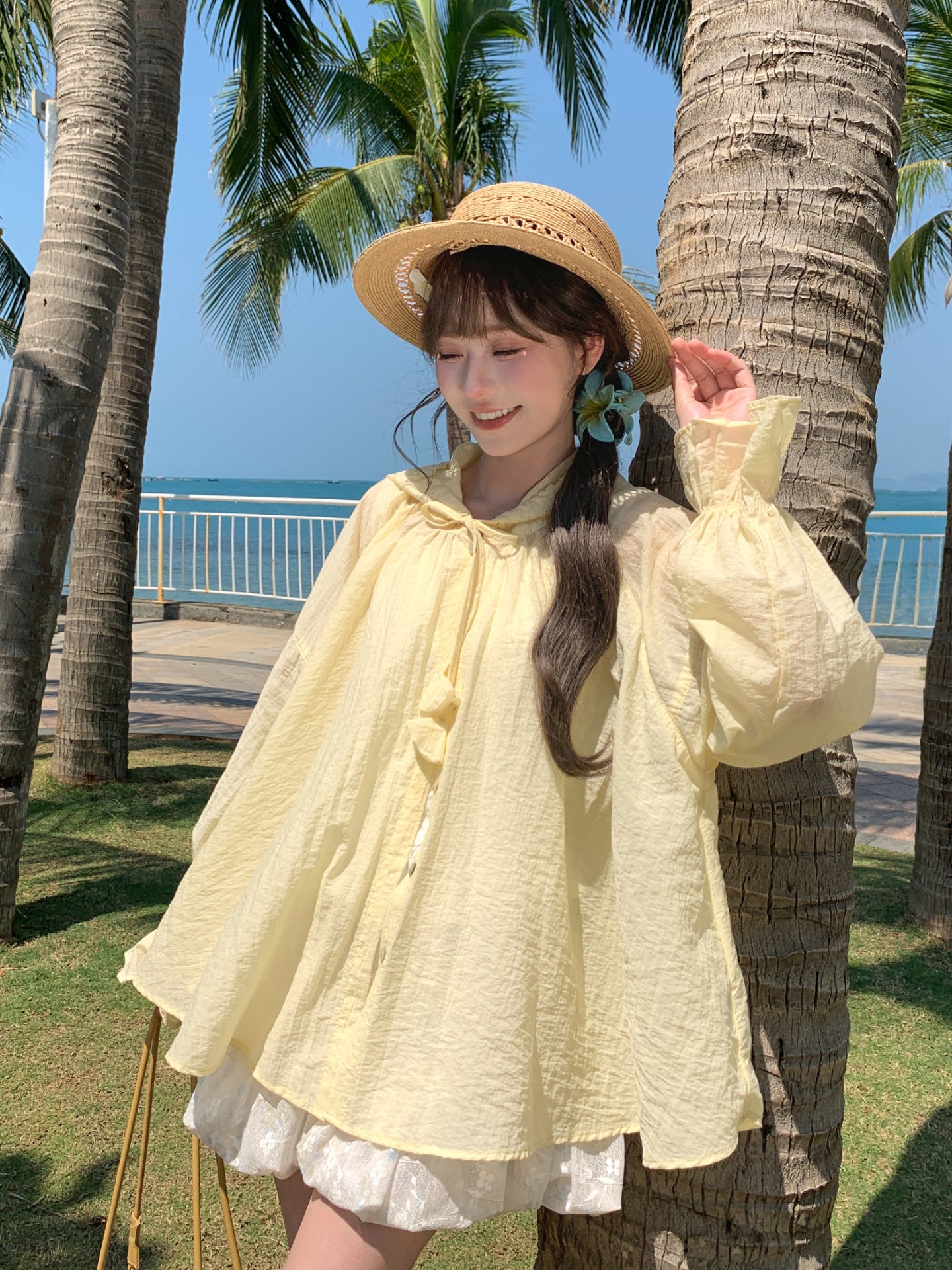 Pastel Cloud Hooded Blouses-Tops-ntbhshop