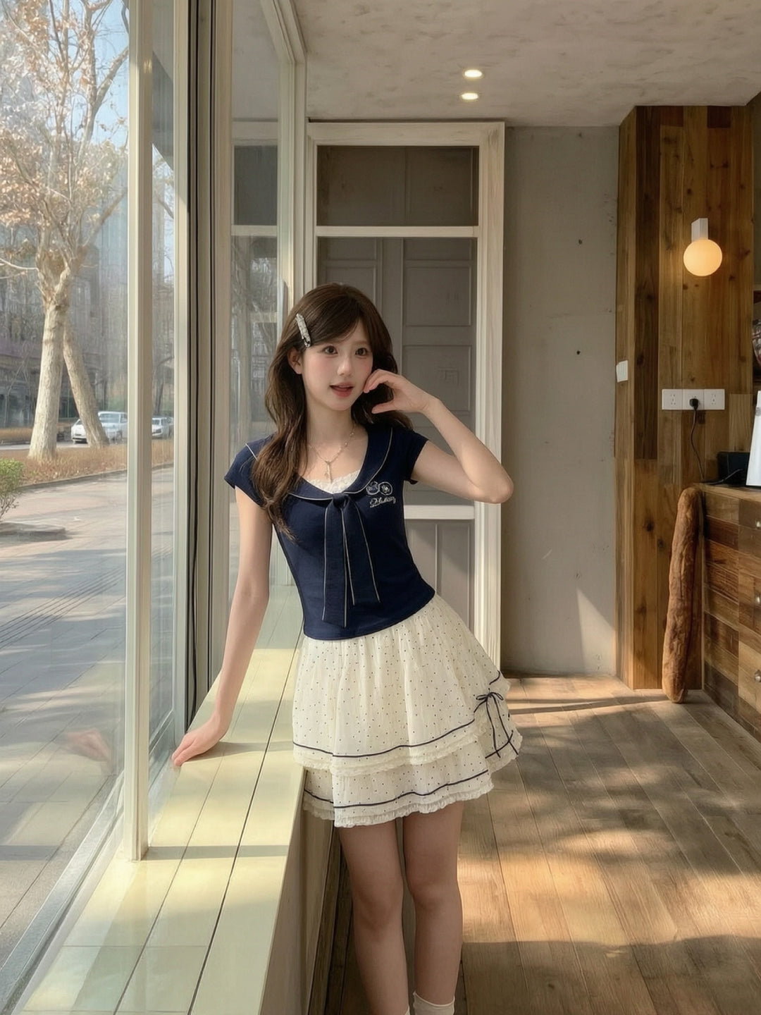 Blueberry Ribbon Layered Top-Tops-ntbhshop
