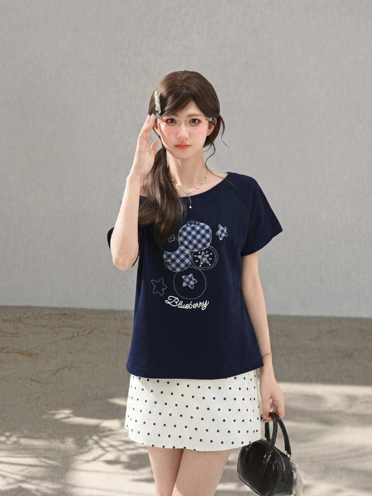 Blueberry Gingham Slant Top-Tops-ntbhshop