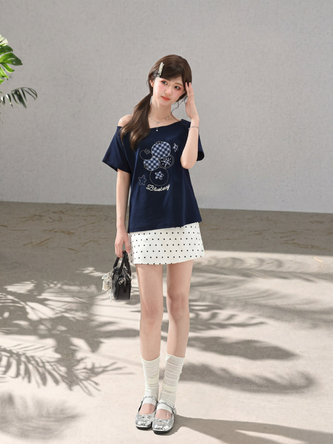 Blueberry Gingham Slant Top-Tops-ntbhshop