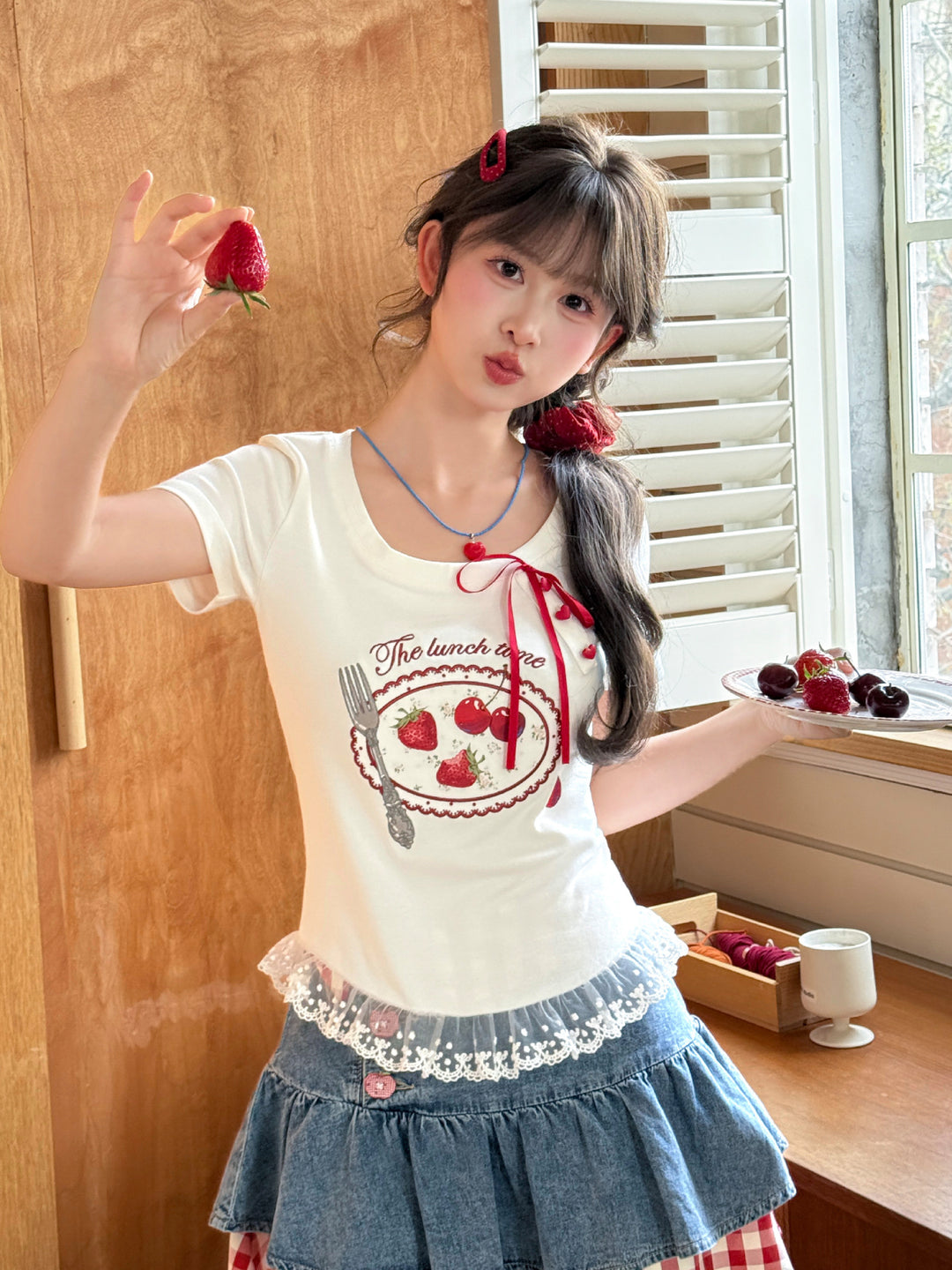 Strawberry Lunch Baby Tee-Tops-ntbhshop