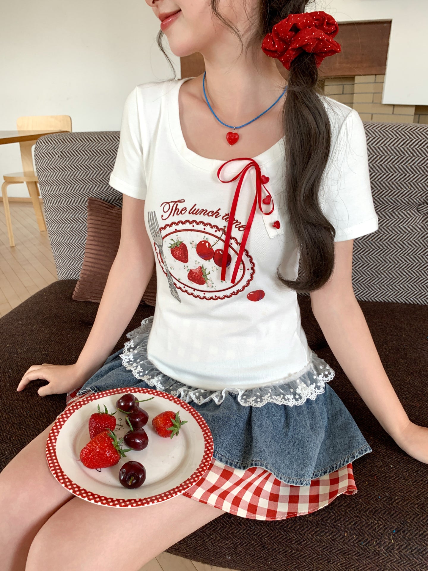 Strawberry Lunch Baby Tee-Tops-ntbhshop