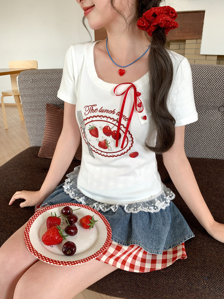 Strawberry Lunch Baby Tee-Tops-ntbhshop