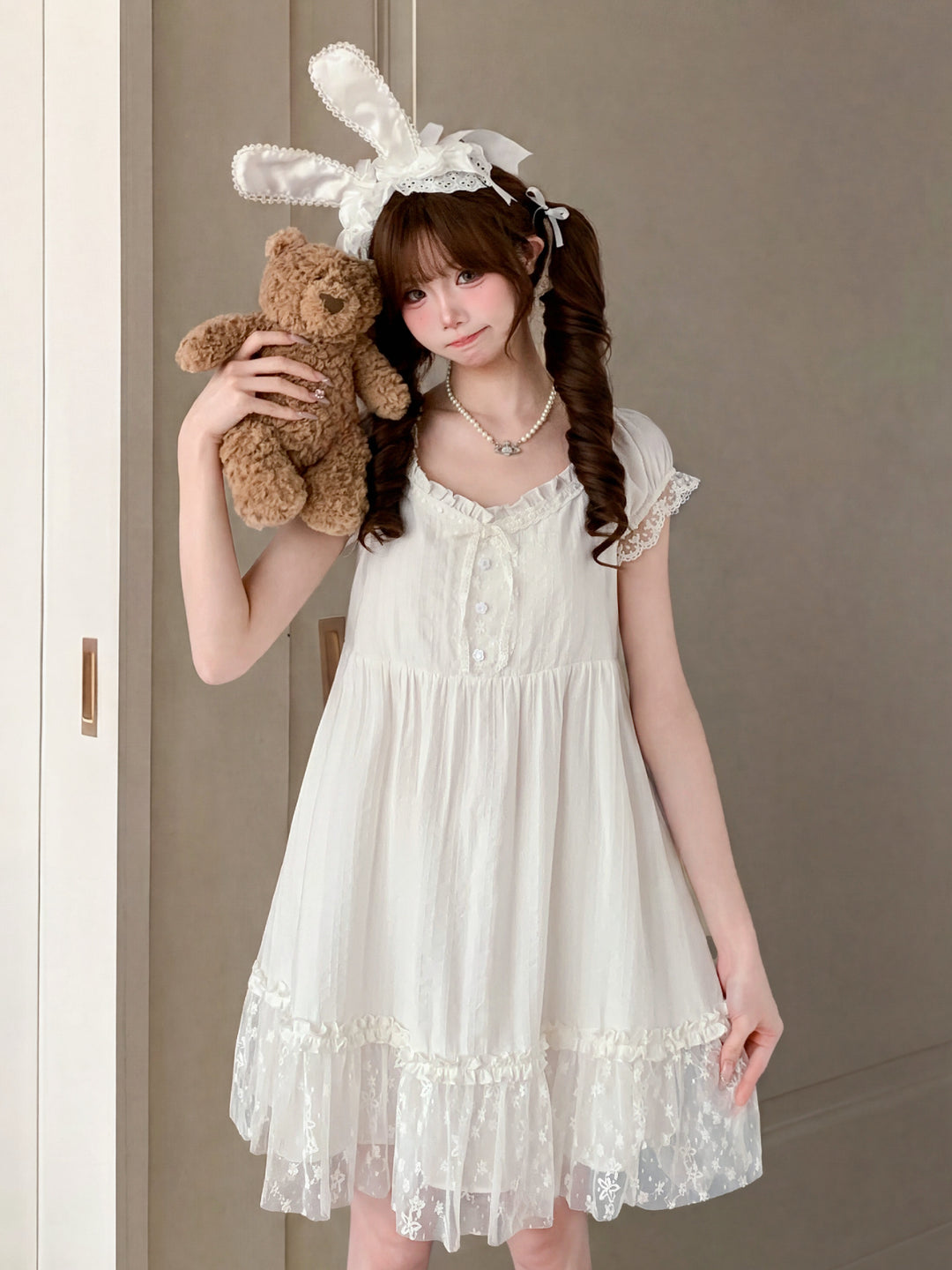 Lace Whisper Babydoll Dress-Dresses-ntbhshop