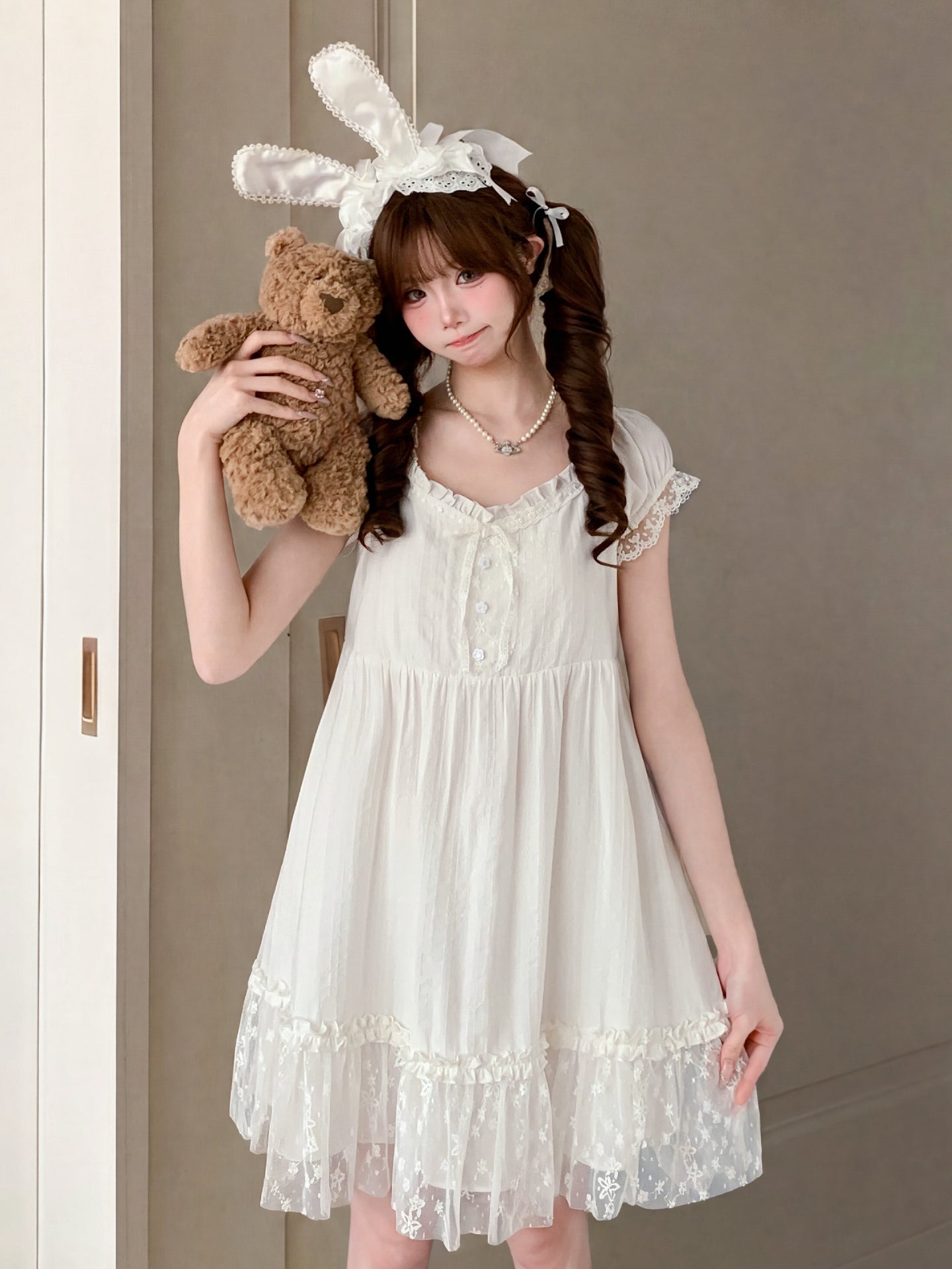 Lace Whisper Babydoll Dress-Dresses-ntbhshop