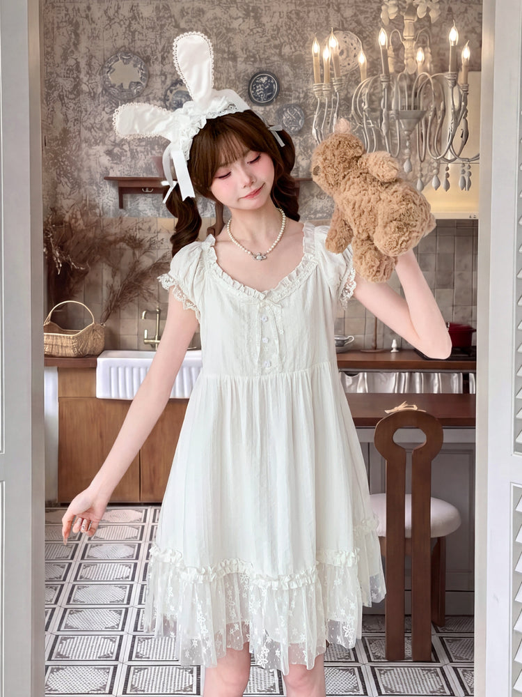 Lace Whisper Babydoll Dress-Dresses-ntbhshop