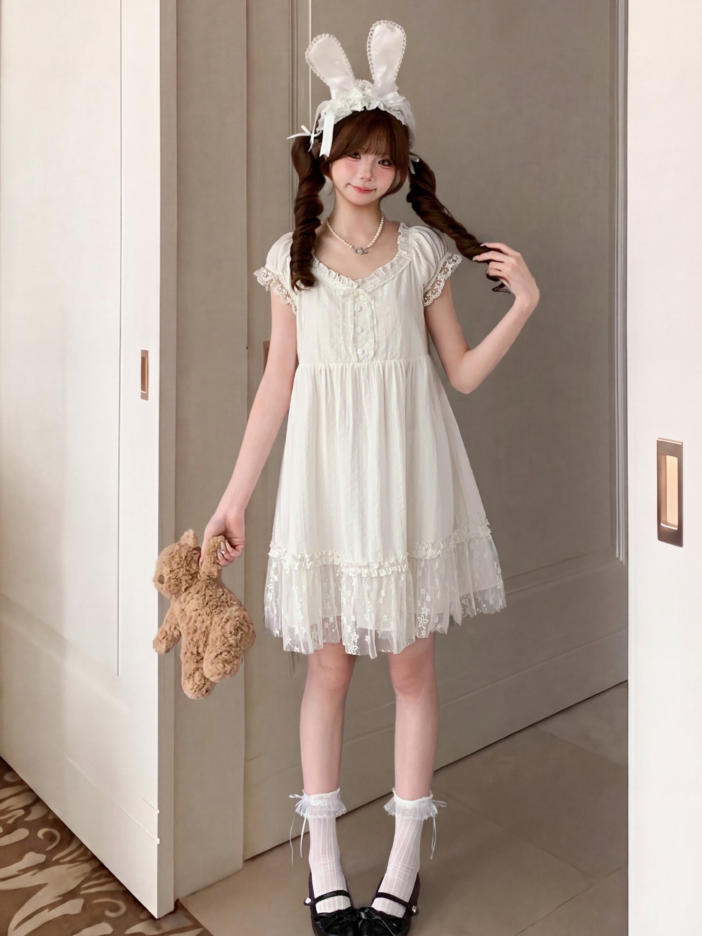 Lace Whisper Babydoll Dress-Dresses-ntbhshop