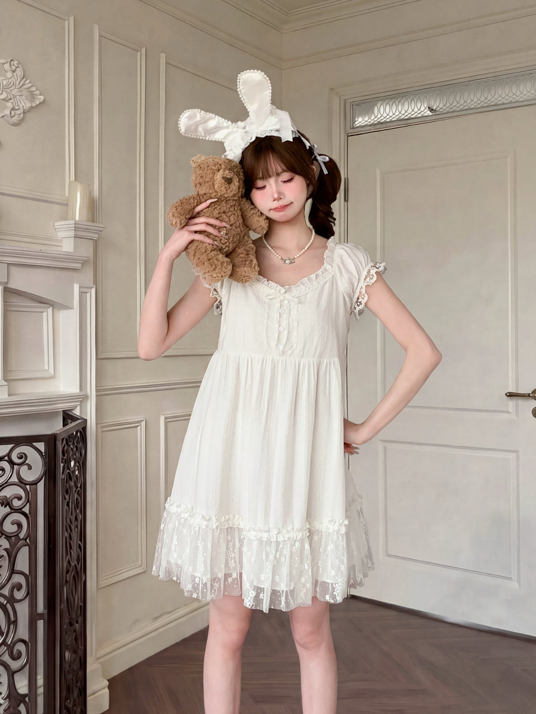 Lace Whisper Babydoll Dress-Dresses-ntbhshop