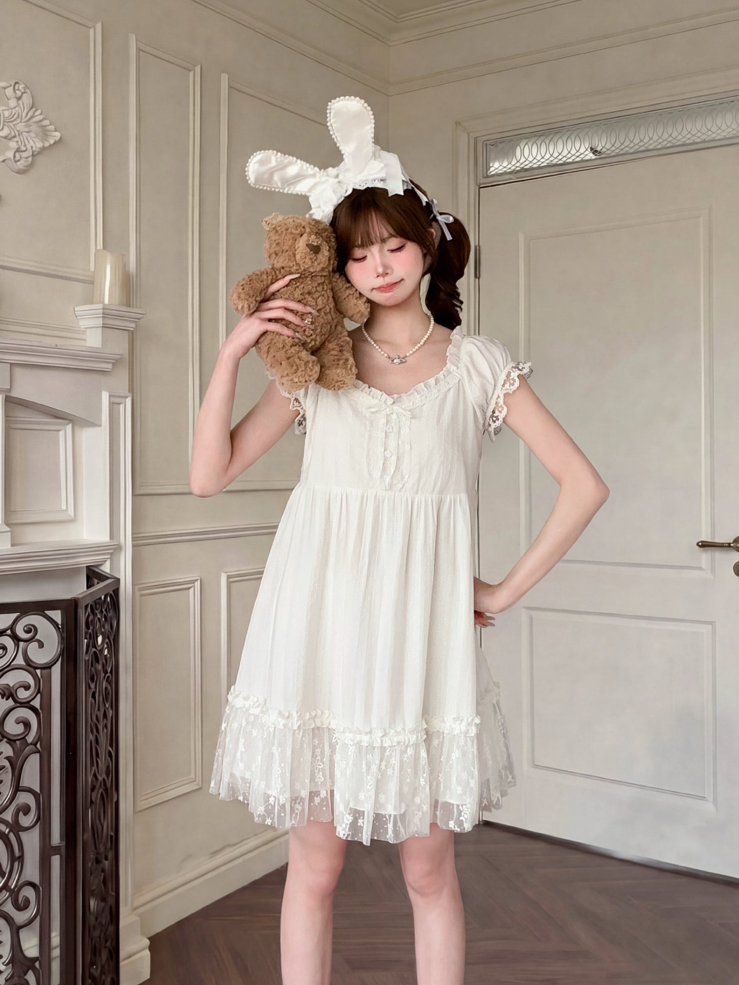 Lace Whisper Babydoll Dress-Dresses-ntbhshop