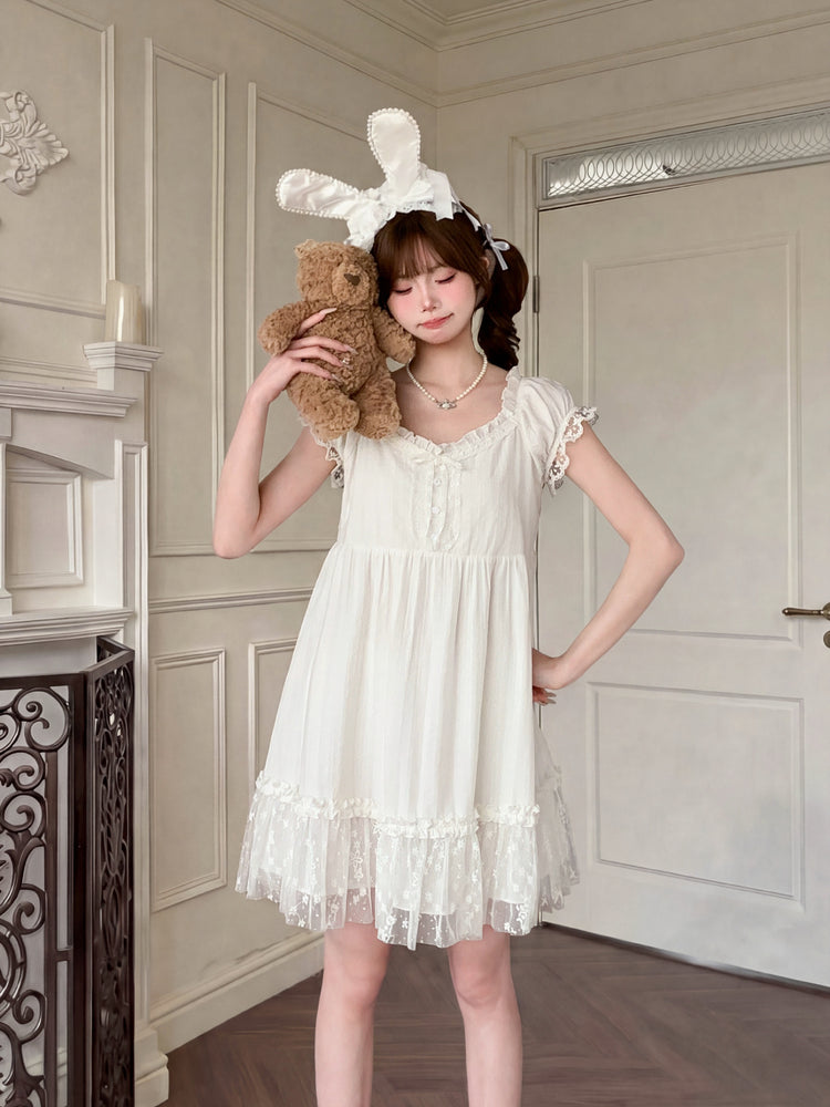 Lace Whisper Babydoll Dress-Dresses-ntbhshop