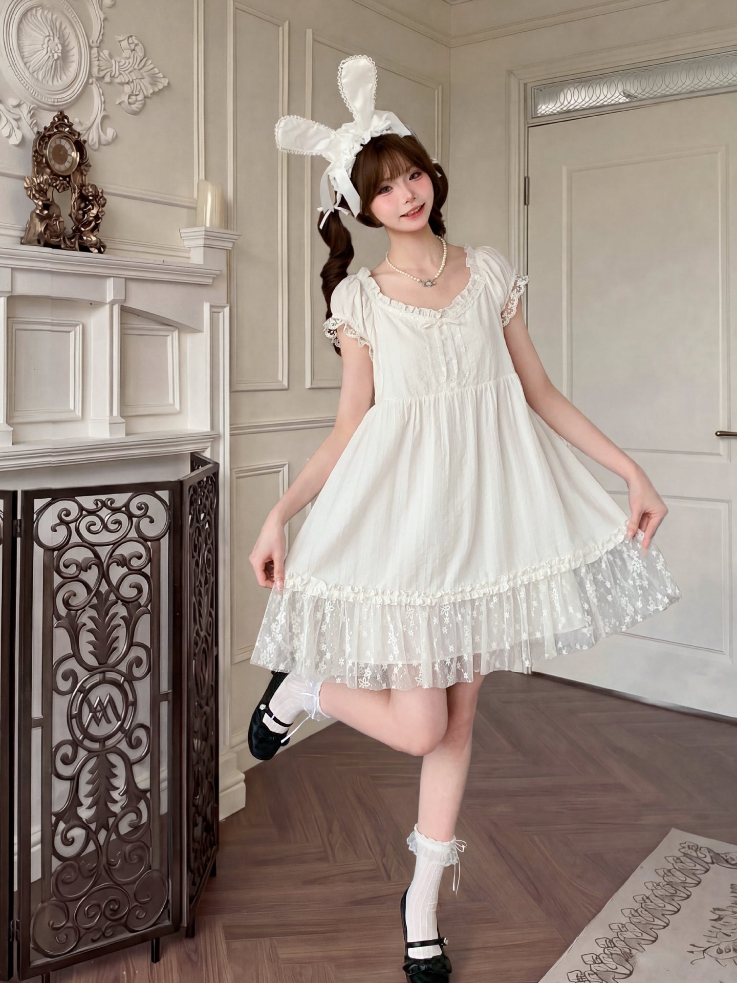 Lace Whisper Babydoll Dress-Dresses-ntbhshop