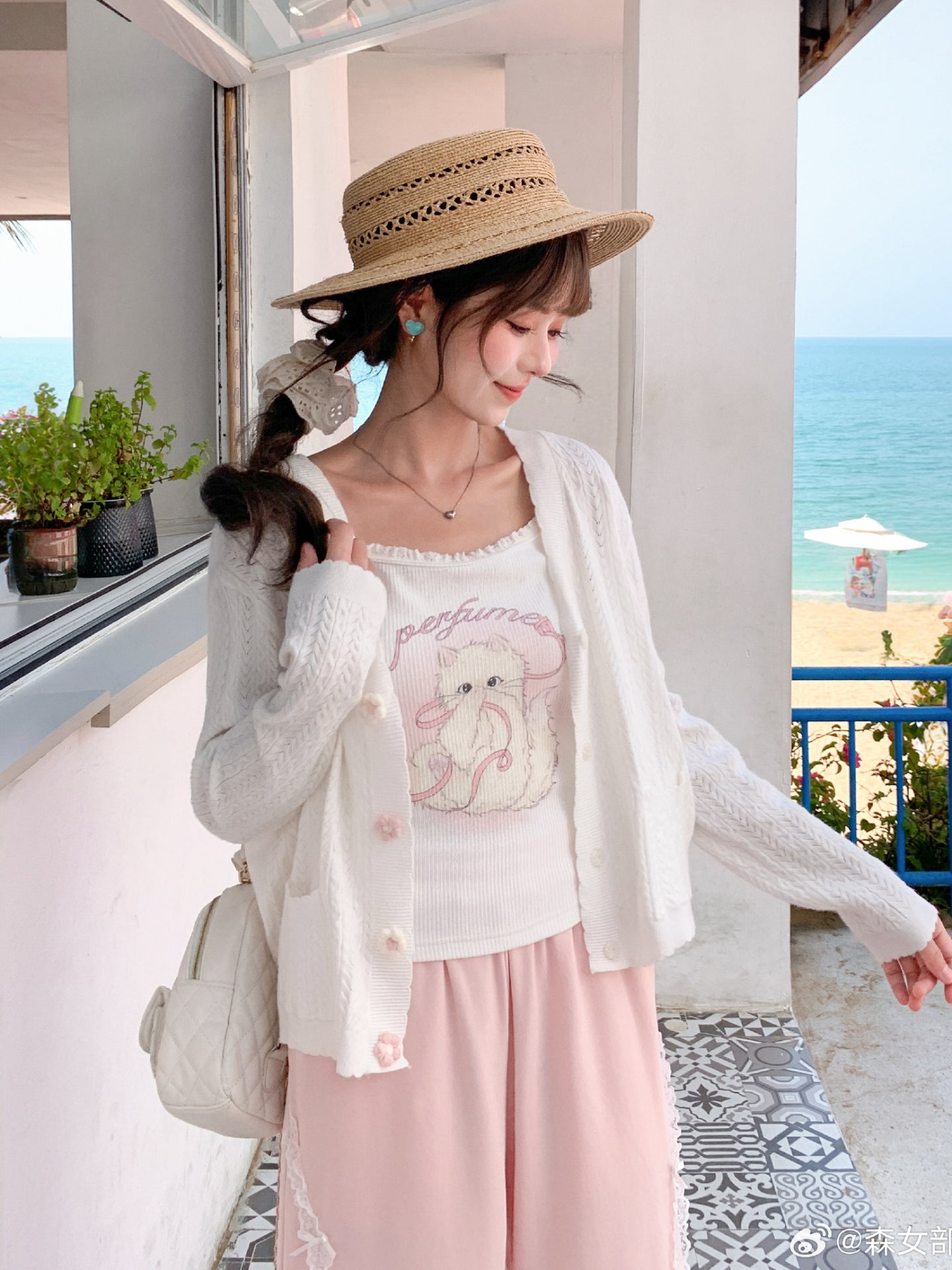 Lady Kitty Ribbon Camisole-Tops-ntbhshop