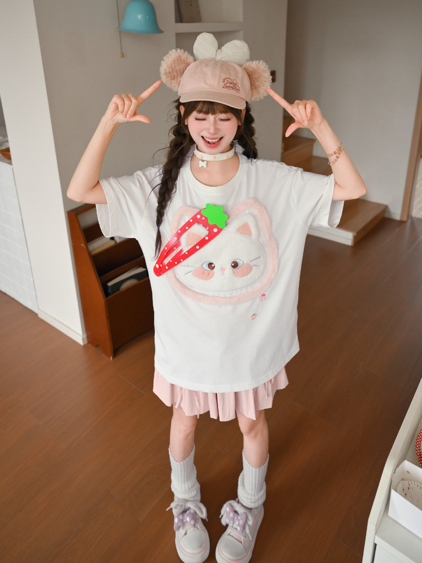 Cloud Kitten Hairpin Tees-Tops-ntbhshop