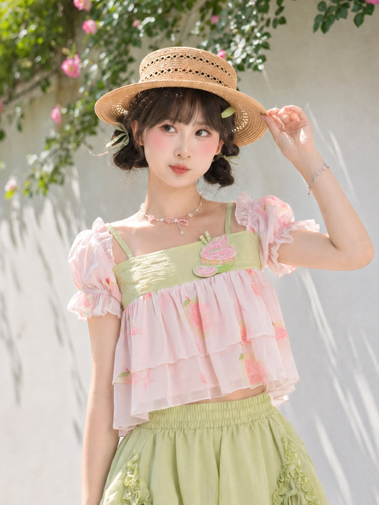 Guava Cupcake Chiffon Top-Tops-ntbhshop