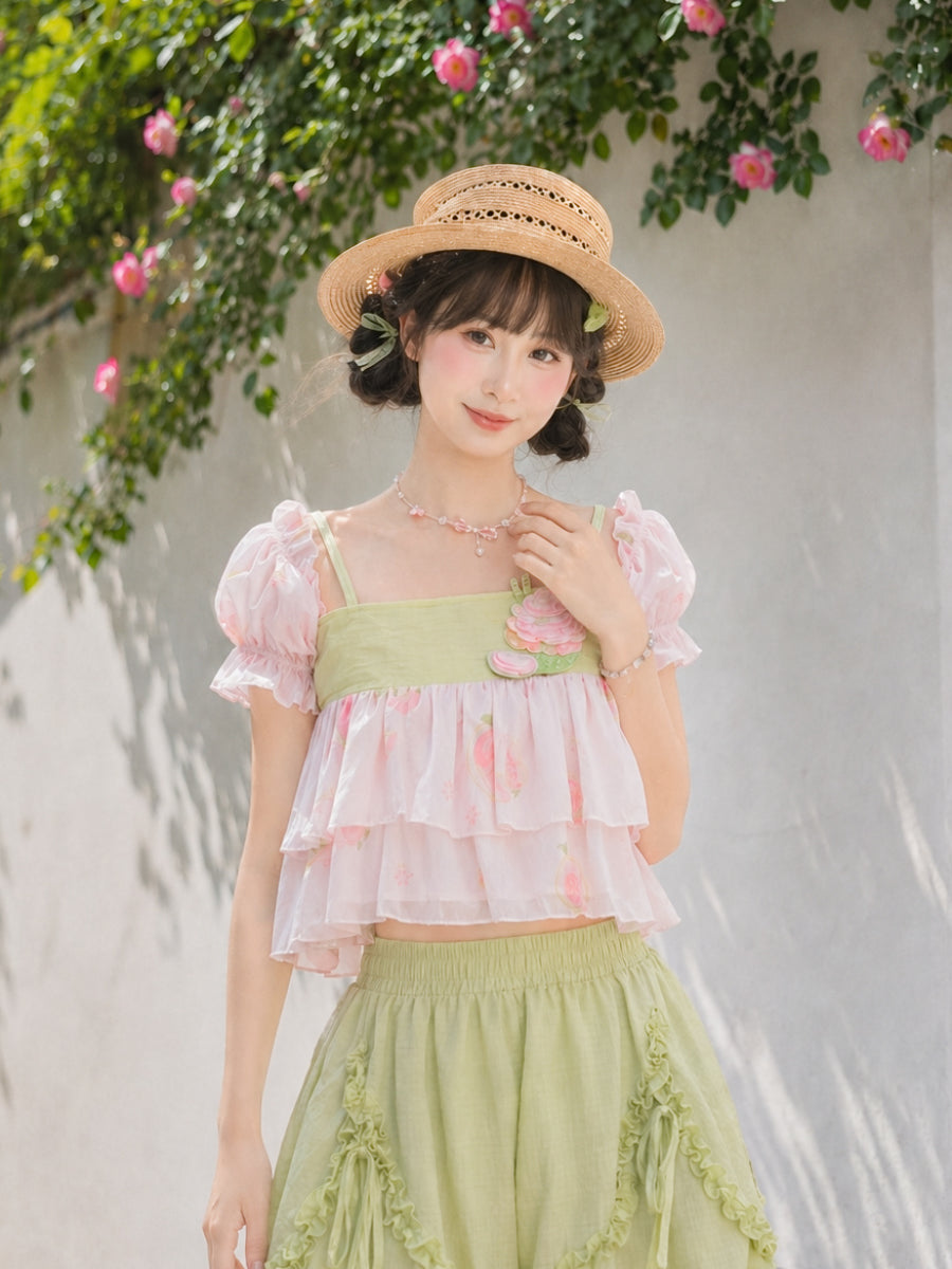 Guava Cupcake Chiffon Top-Tops-ntbhshop