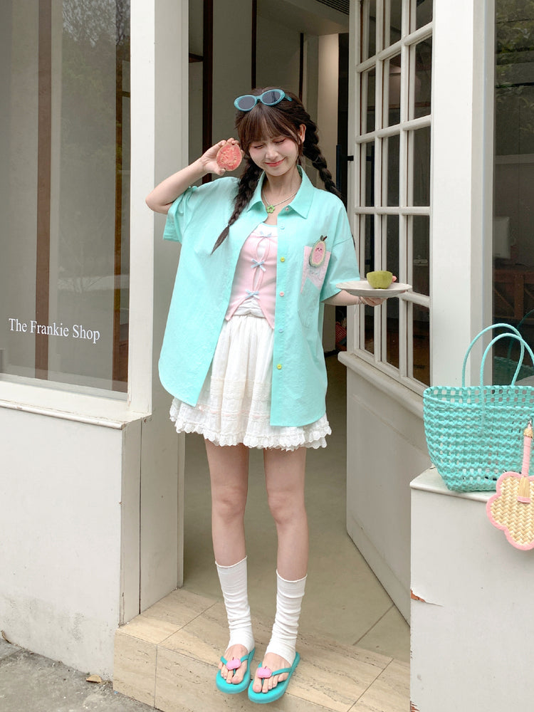 Guava Pop Button Shirt-Tops-ntbhshop