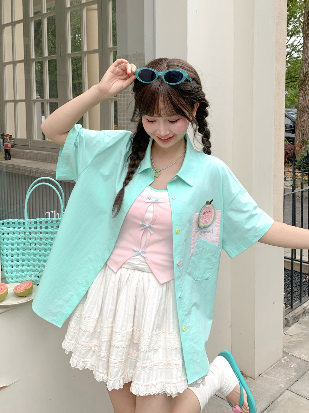 Guava Pop Button Shirt-Tops-ntbhshop