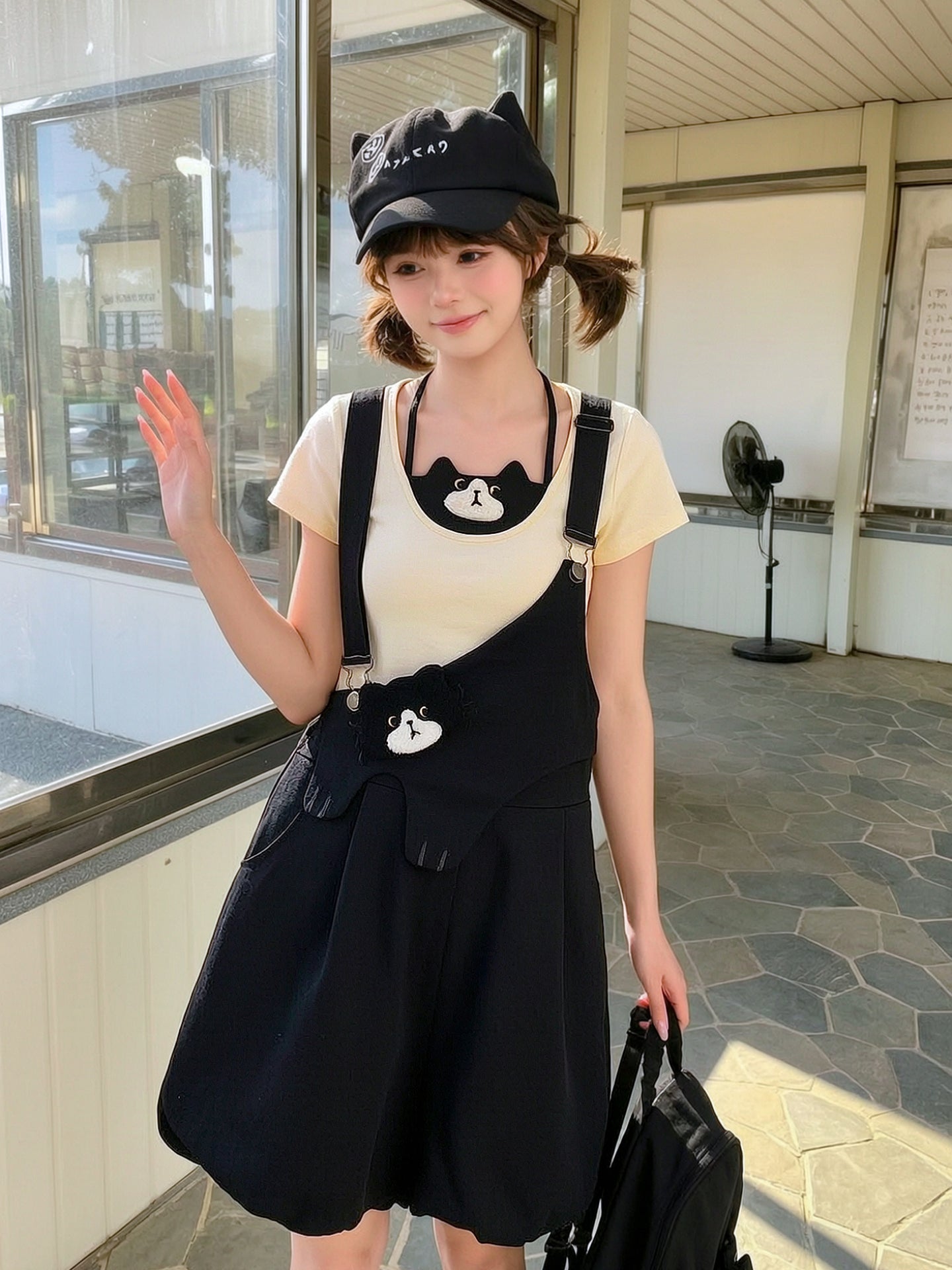 Milk Cat Halter Tee-Tops-ntbhshop