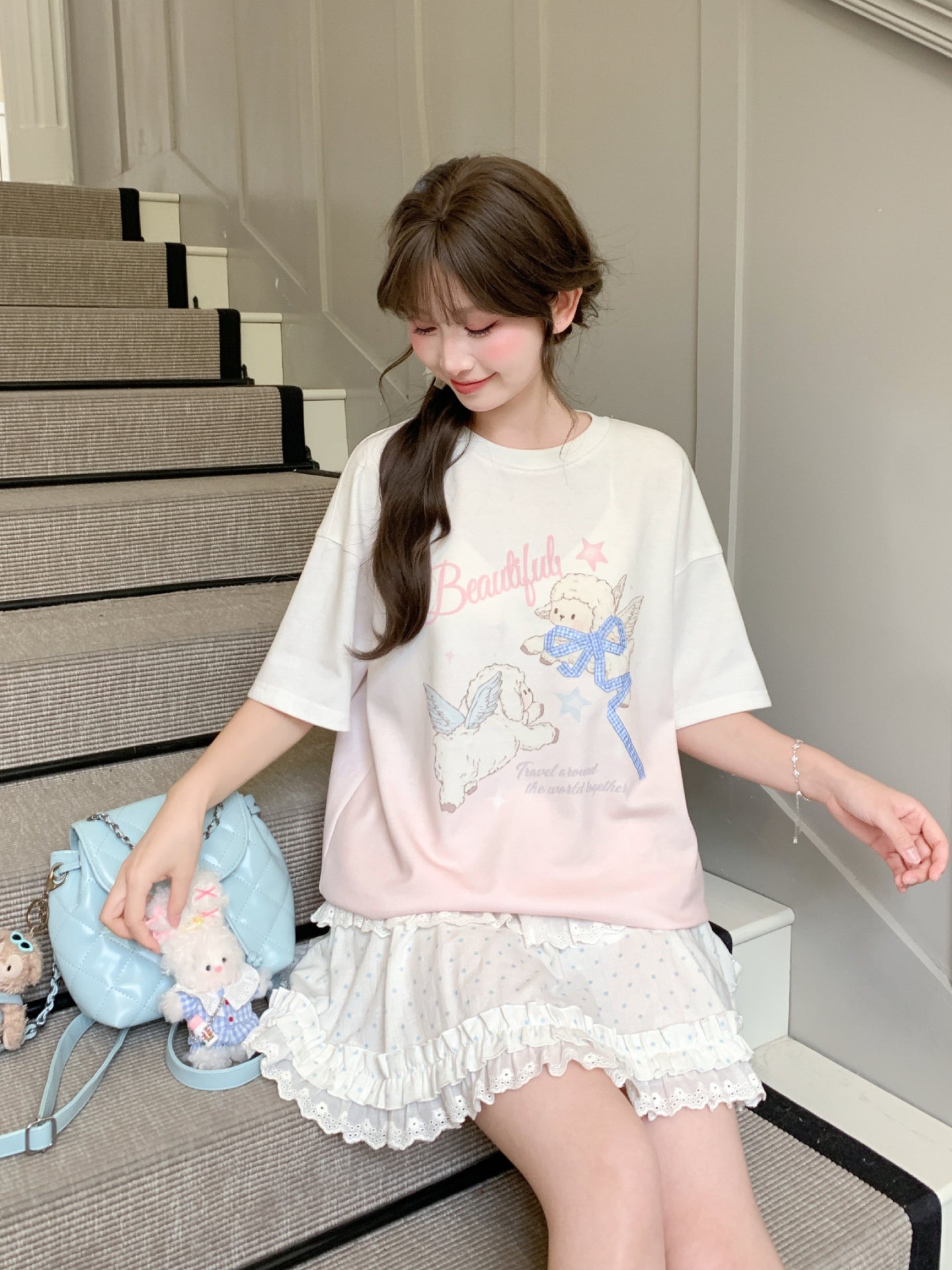 Angel Lamb Gradient Tees-Tops-ntbhshop