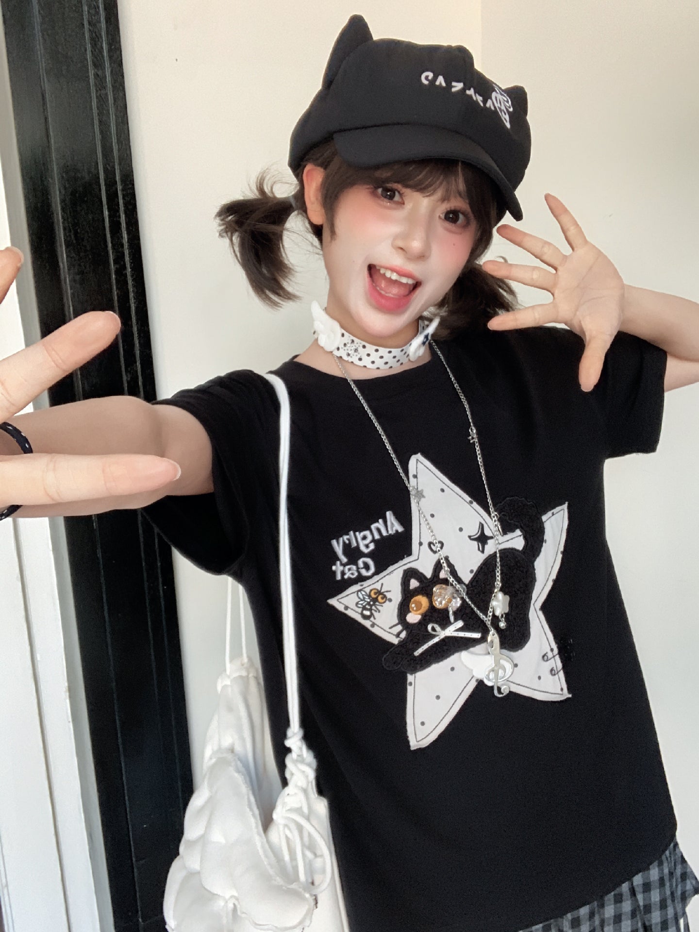 Angry Cat Star Tee-Tops-ntbhshop