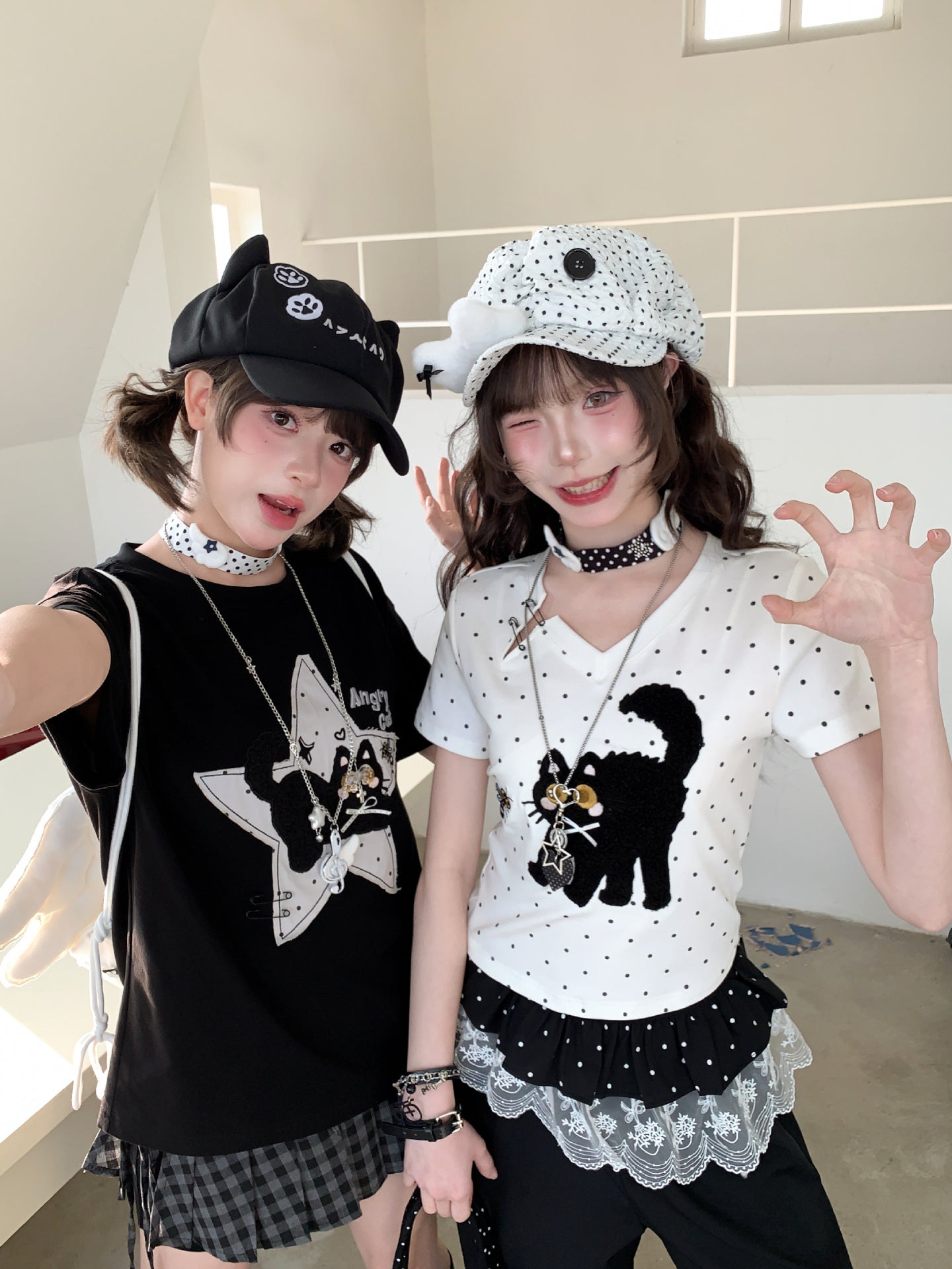 Angry Cat Polka Tee-Tops-ntbhshop