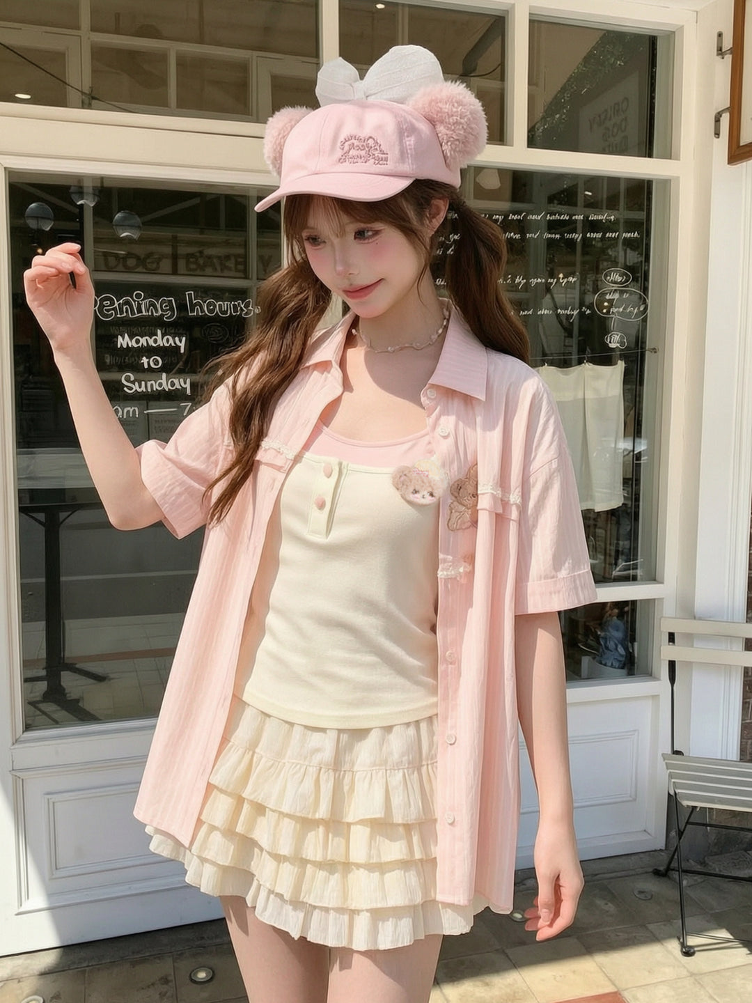 Bakery Bear Tie Shirt-Tops-ntbhshop