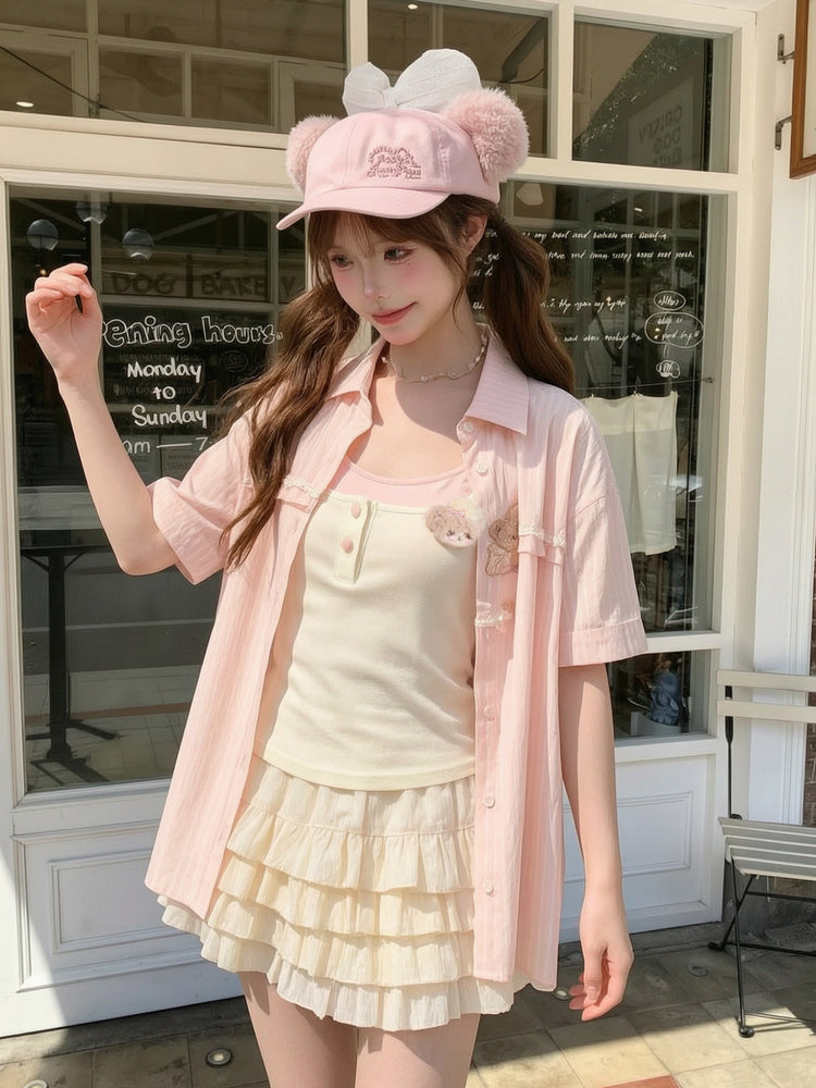 Bakery Bear Tie Shirt-Tops-ntbhshop