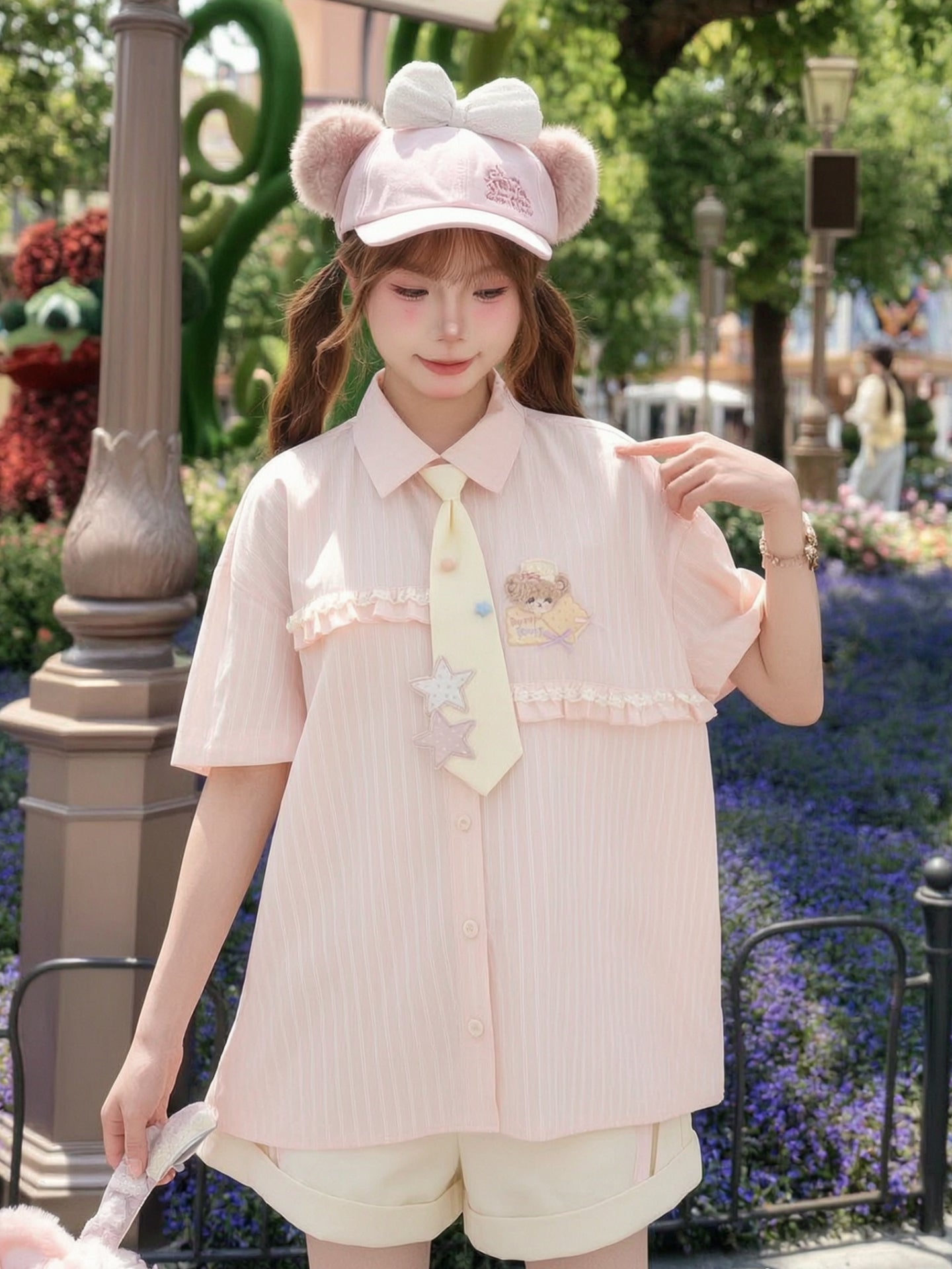 Bakery Bear Tie Shirt-Tops-ntbhshop