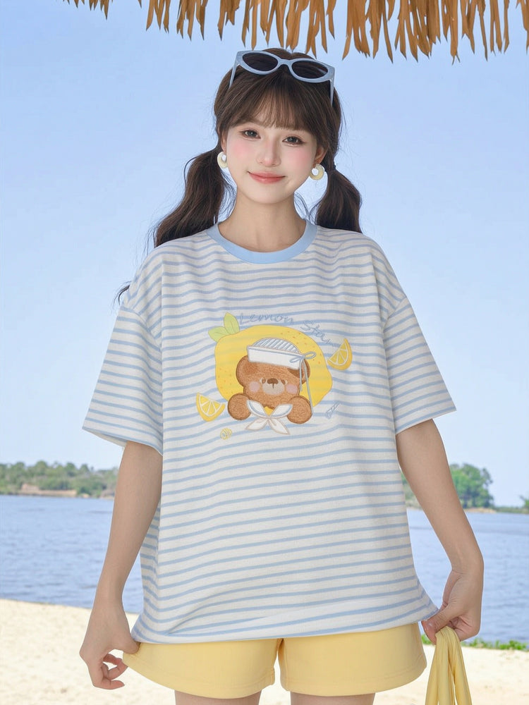 Lemon Sailor Bear Tee-Tops-ntbhshop