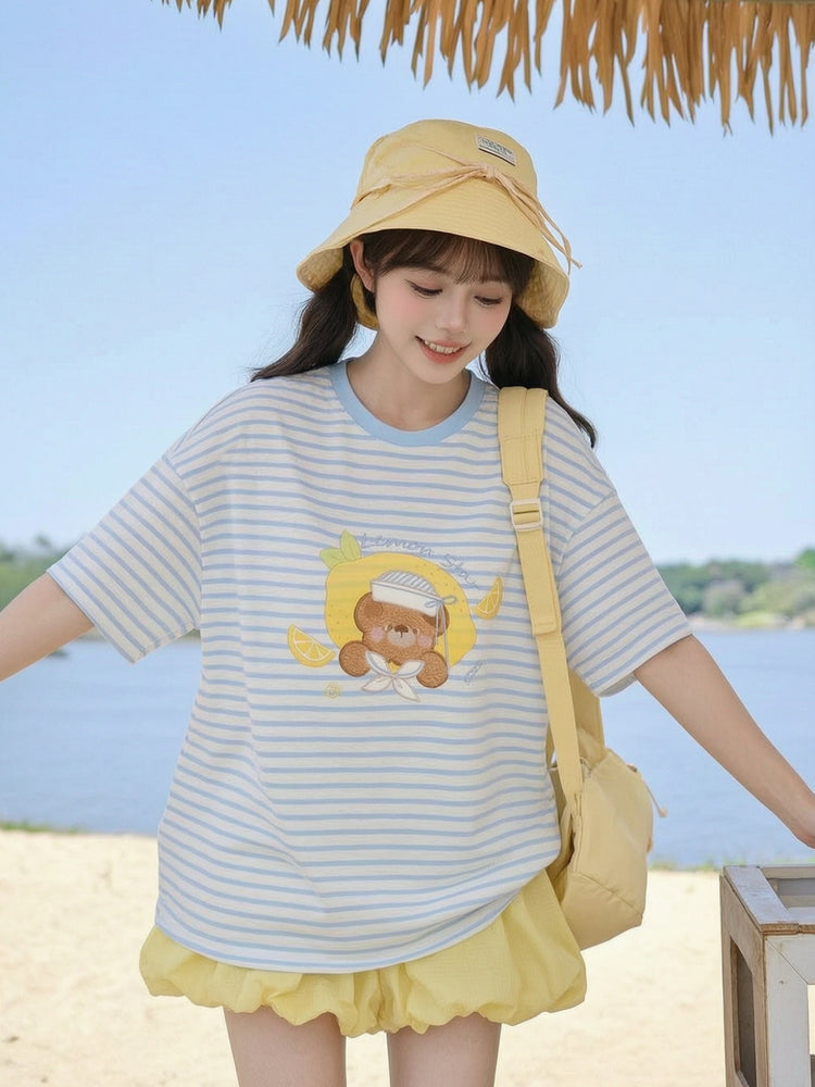 Lemon Sailor Bear Tee-Tops-ntbhshop