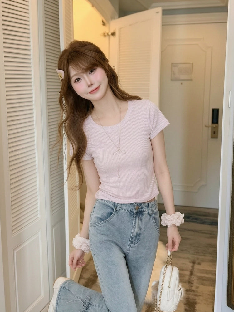 Blush Ribbon Crop Top-Tops-ntbhshop