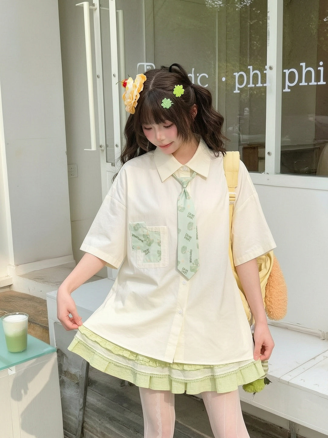 Dinosaur Club Cotton Tie Shirt-Tops-ntbhshop