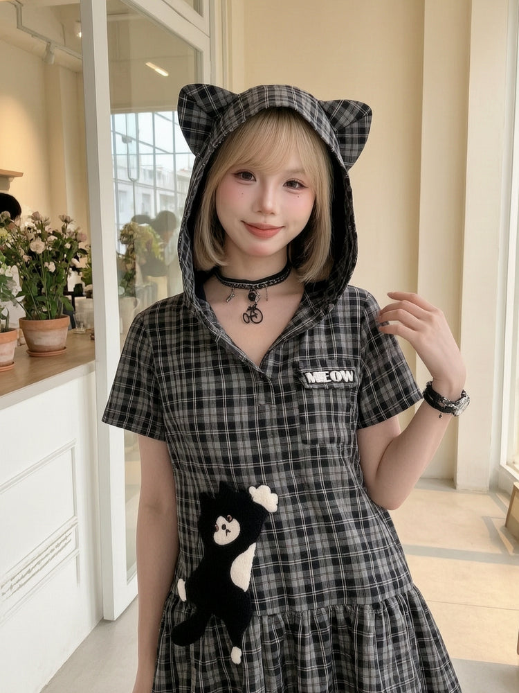 Milk Cat Hood Dress-Dresses-ntbhshop