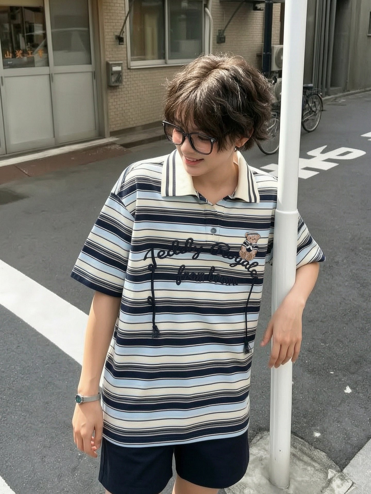 Teddy Royale Stripe Polo-Tops-ntbhshop
