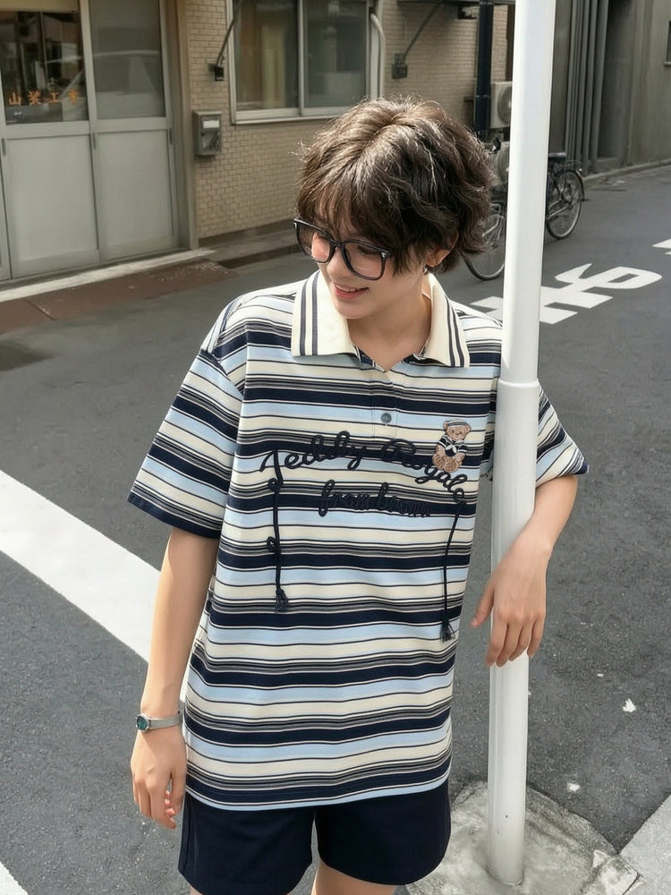 Teddy Royale Stripe Polo-Tops-ntbhshop