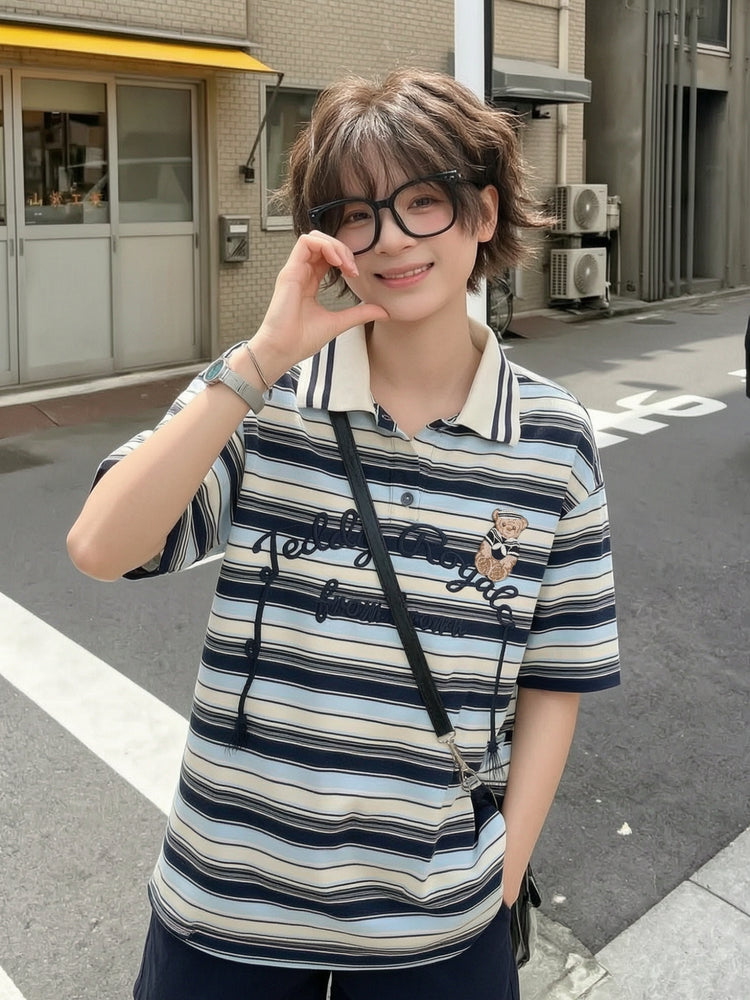 Teddy Royale Stripe Polo-Tops-ntbhshop