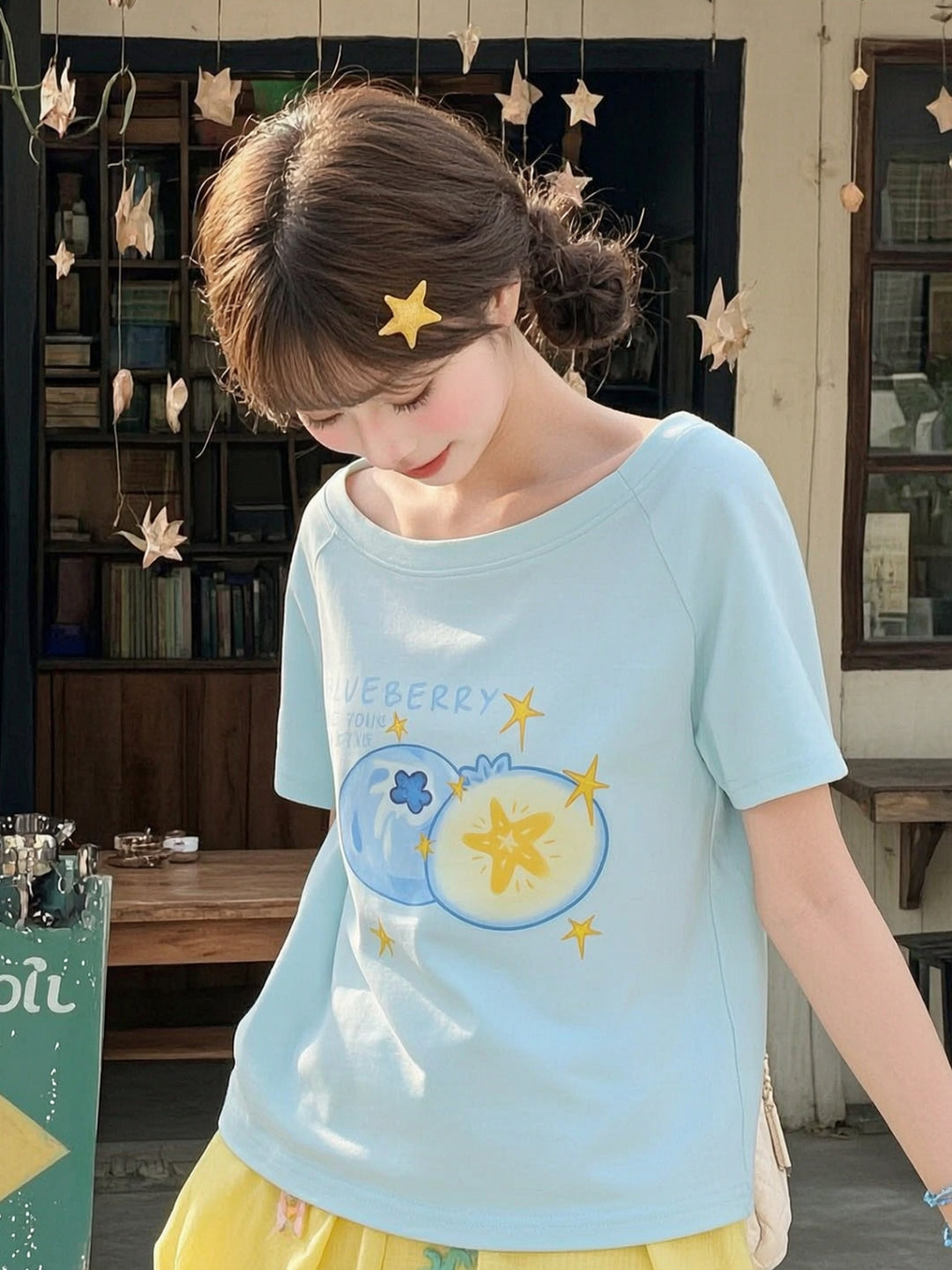 Blueberry Pop Off-Shoulder Top-Tops-ntbhshop